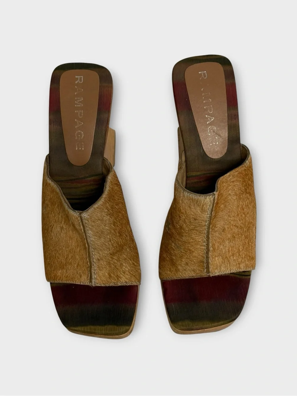Rampage Pony Hair Platform Wedge Sandals